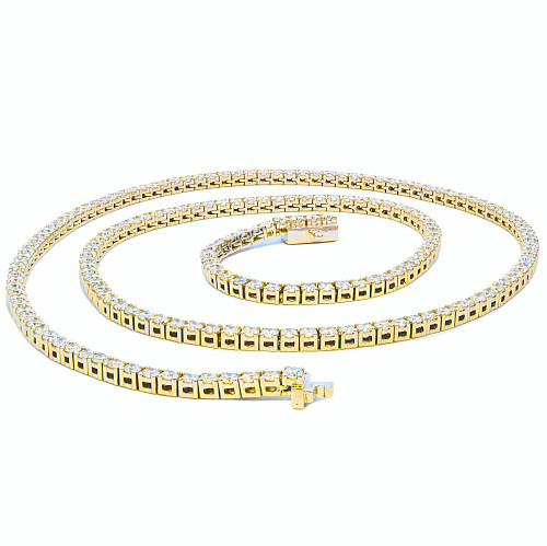 LGNKS9Y100/0757836MF/0121115c - LAB GROWN 9K YG STRT LINE NECKLACE TDW: 10CT  18