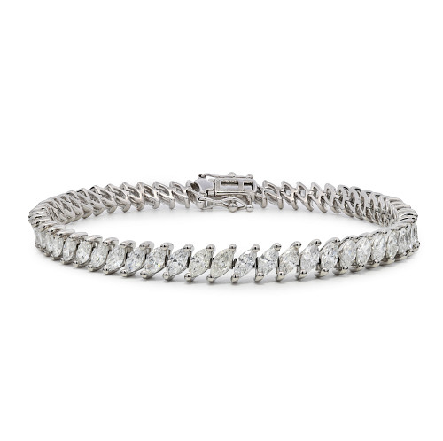 BRAC09998/MQ/43kc - Platinum Marquise Bracelet - 6.61ct